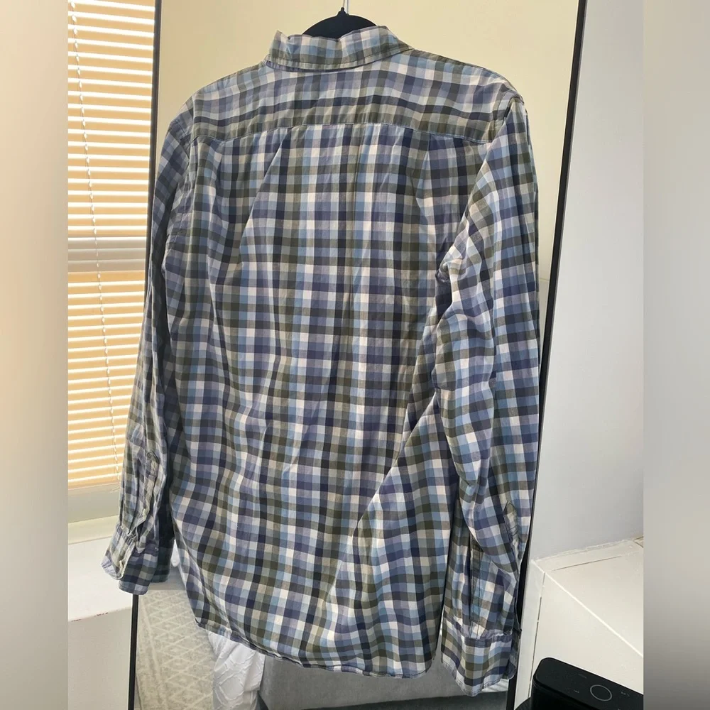 J. Crew - Blue & Green Checkered Plaid Casual Button Down Shirt - Size M
